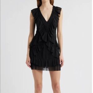 Lulu's Black Ruffled Mini Dress